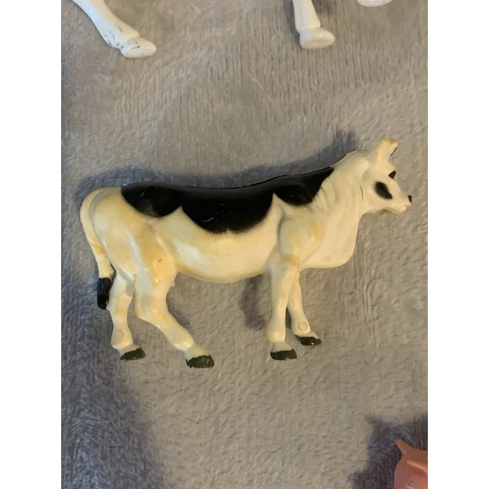 Vintage Lot Nylint Black And White Bull Small Large Cow Pig Plastic Toy 3